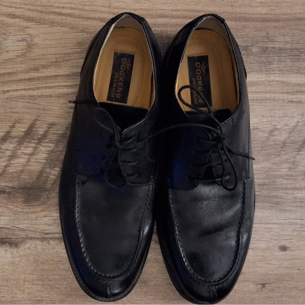 Dockers‎ Leather Premium Men Black Lace Up Dress Shoes Business Casual Size 8.5